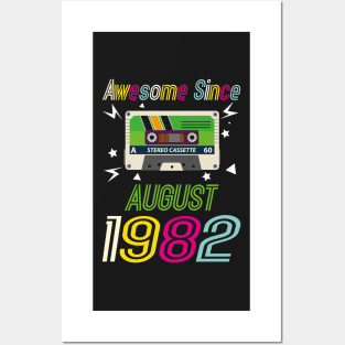 Funny Birthday Quote, Awesome Since August 1982, Retro Birthday Posters and Art